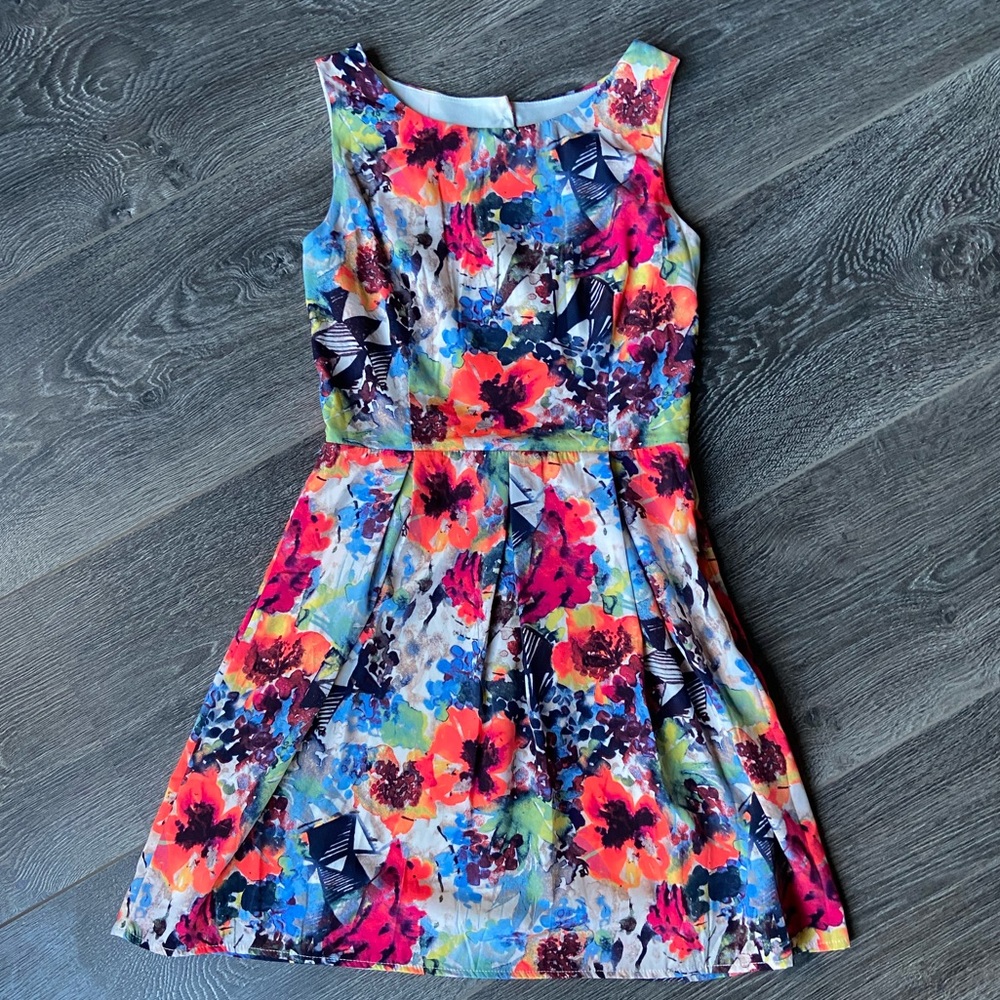 Multi-colour floral a-line dress